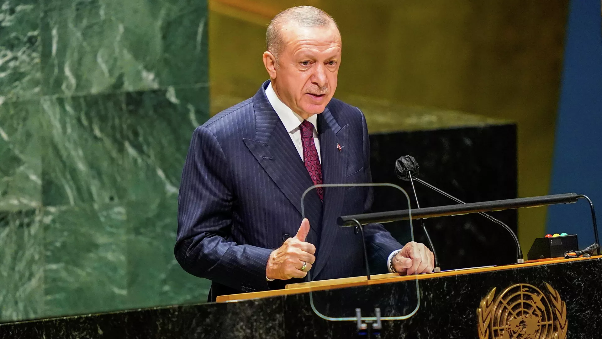 Президент Турции Тайип Эрдоган выступает на сессии Генеральной Ассамблеи ООН в Нью-Йорке Президент Турции Тайип Эрдоган выступает на сессии Генеральной Ассамблеи ООН в Нью-Йорке - РИА Новости, 1920, 24.09.2021