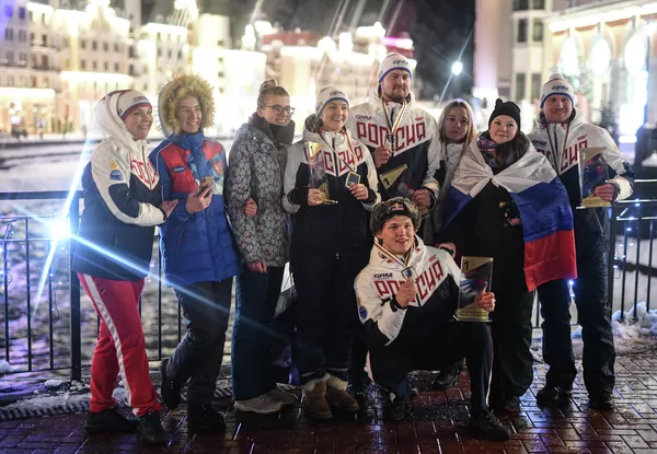 Российские призеры чемпионата мира по санному спорту в Сочи