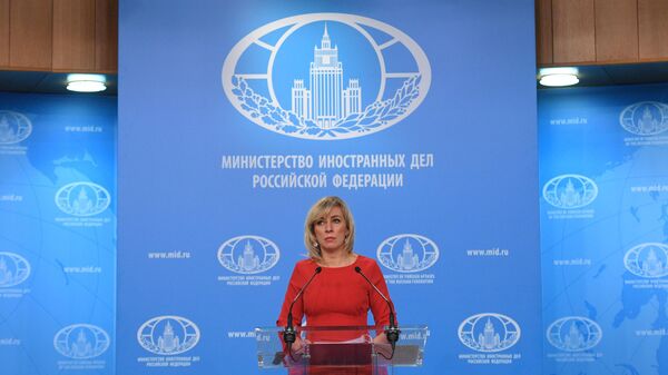 Официальный представитель Министерства иностранных дел России Мария Захарова во время брифинга Официальный представитель Министерства иностранных дел России Мария Захарова во время брифинга
