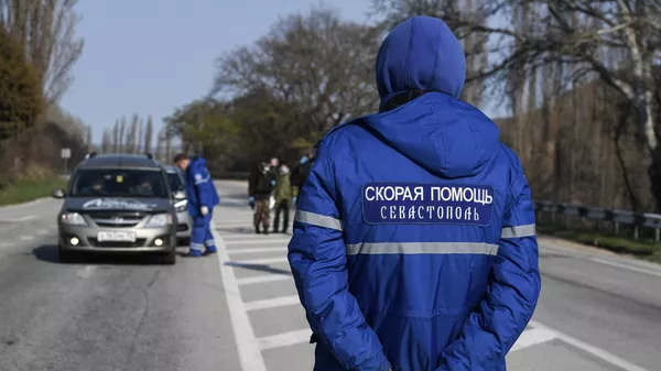 Блокпост из-за коронавируса при въезде в Севастополь