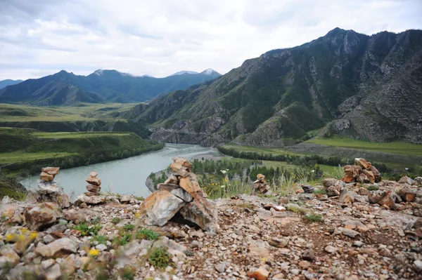Урочище Ак-Узук в районе слияния рек Чуи и Катуни в Республике Алтай