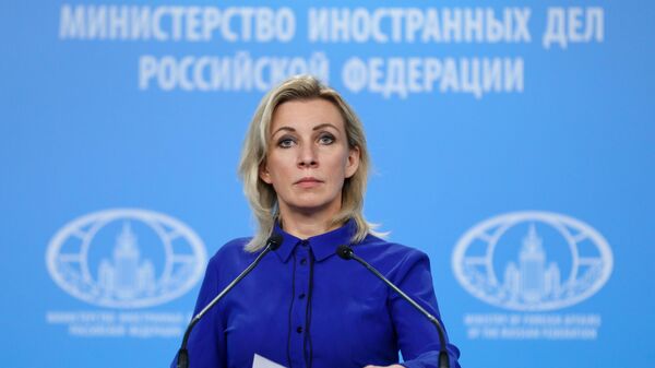 Официальный представитель Министерства иностранных дел России Мария Захарова во время брифинга Официальный представитель Министерства иностранных дел России Мария Захарова во время брифинга