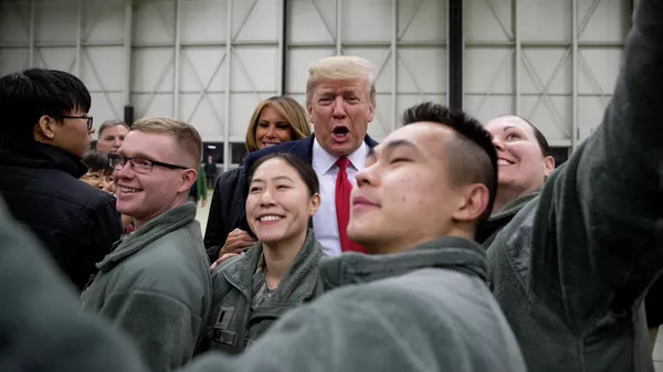 Ο Πρόεδρος των ΗΠΑ Ντόναλντ Τραμπ στη Στρατιωτική Βάση του Ραστάιν, Γερμανία