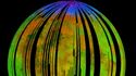 Составное изображение поверхности Луны, полученное с помощью спектрометра М3 космического зонда Чандраян-1, показывает скопления водяного льда на полюсах Луны