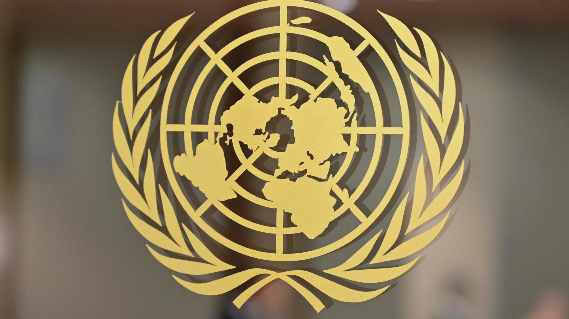 Логотип Организации Объединенных Наций в штаб-квартире Организации Объединенных Наций в Нью-Йорке - РИА Новости, 1920, 19.03.2021