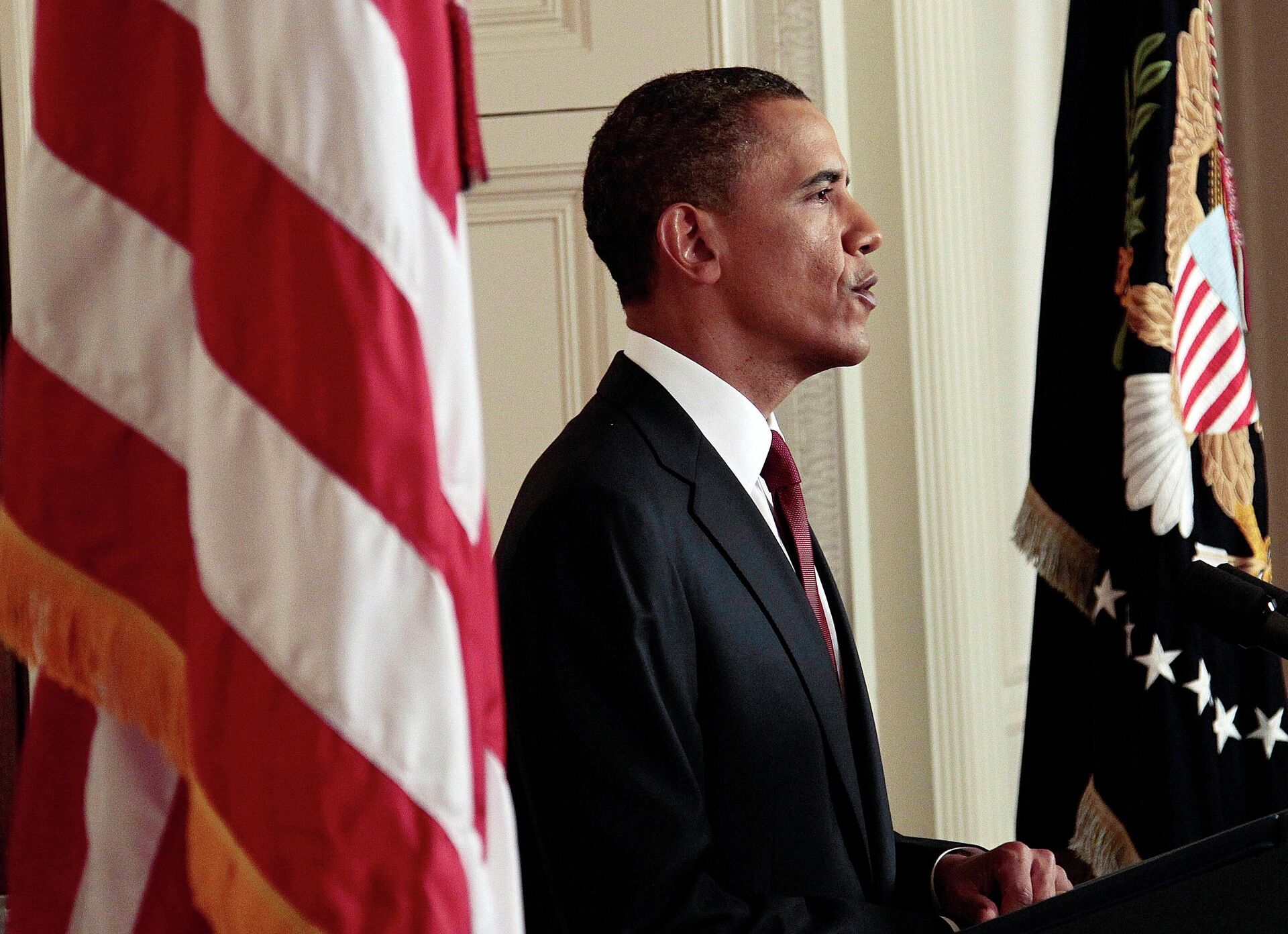 Президент США Барак Обама после объявления о ликвидации Усамы бен Ладена. 2 мая 2011  - РИА Новости, 1920, 29.04.2021