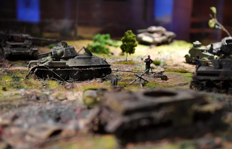 Макет битвы под Прохоровкой в Музее военной формы в Москве