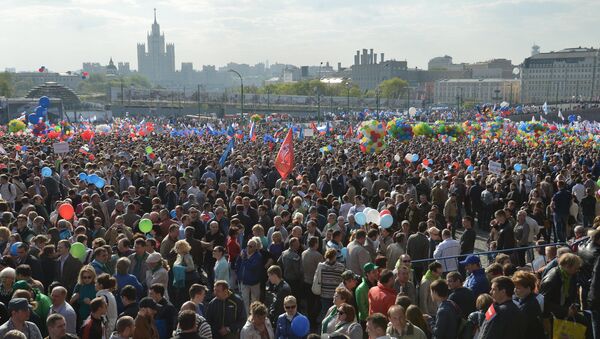 Первомайская демонстрация профсоюзов на Красной площади Первомайская демонстрация профсоюзов на Красной площади