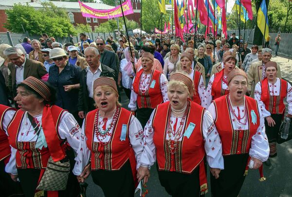 Первомайская демонстрация в Киеве, Украина Первомайская демонстрация в Киеве, Украина