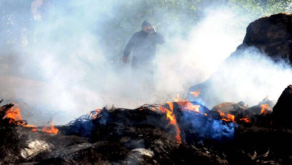 Блокпост в окрестностях Славянска после обстрела Блокпост в окрестностях Славянска после обстрела