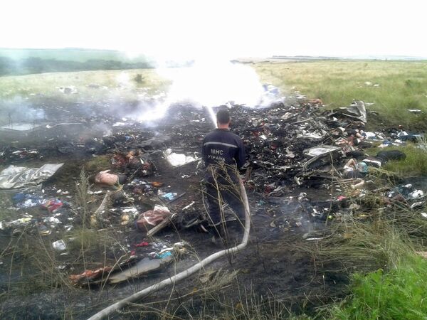 На месте крушения Boeing 777 компании Malaysia Airlines На месте крушения Boeing 777 компании Malaysia Airlines