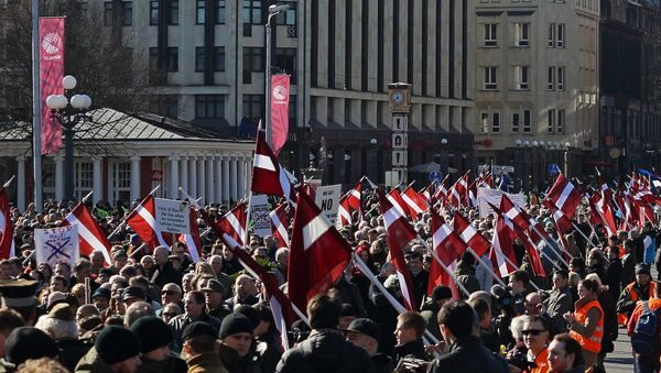 Шествие участников легиона Ваффен СС в Риге. Архив Шествие участников легиона Ваффен СС в Риге. Архив