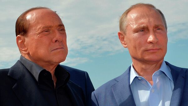 Президент России Владимир Путин и экс-председатель Совета министров Италии Сильвио Берлускони. Архивное фото Президент России Владимир Путин и экс-председатель Совета министров Италии Сильвио Берлускони. Архивное фото