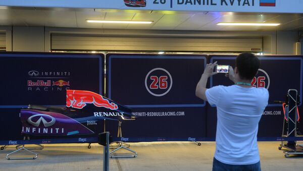 Бокс команды Red Bull Racing российского пилота Даниила Квята Бокс команды Red Bull Racing российского пилота Даниила Квята