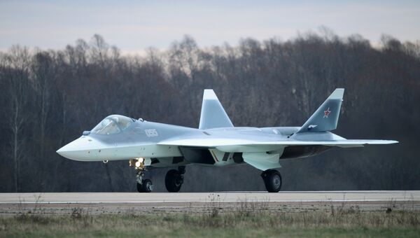 Многоцелевой истребитель пятого поколения Т-50 в подмосковном Жуковском Многоцелевой истребитель пятого поколения Т-50 в подмосковном Жуковском