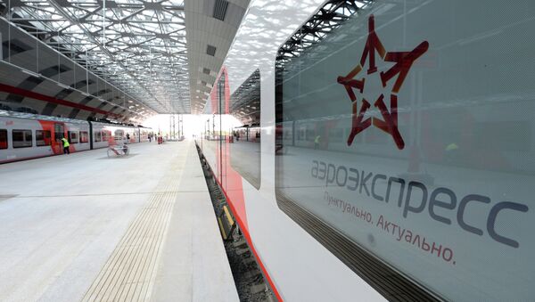 Электропоезд компании Аэроэкспресс. Архивное фото Электропоезд компании Аэроэкспресс. Архивное фото