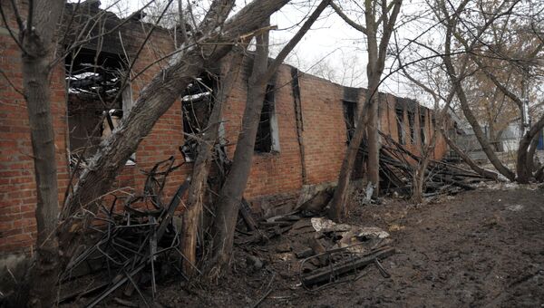 На месте пожара в психоневрологическом диспансере. Архивное фото. На месте пожара в психоневрологическом диспансере. Архивное фото.