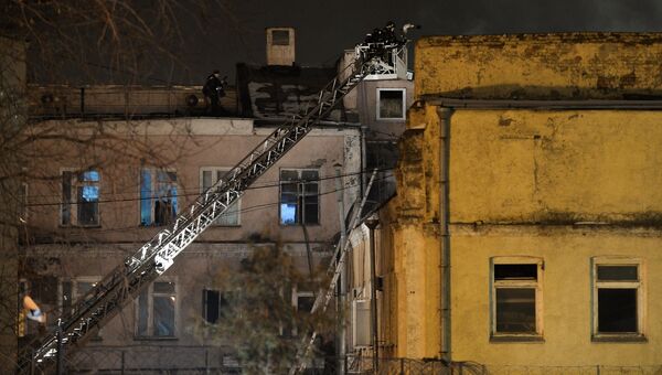 Пожар на швейном предприятии на востоке Москвы Пожар на швейном предприятии на востоке Москвы