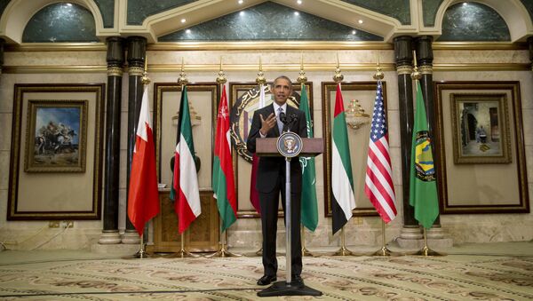 Президент США Барак Обама выступает на саммите Совета сотрудничества стран Залива в Эр-Рияд Президент США Барак Обама выступает на саммите Совета сотрудничества стран Залива в Эр-Рияд