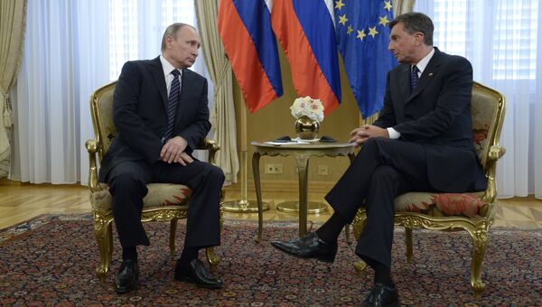Президент РФ Владимир Путин и президент республики Словения Борут Пахор во время встречи в Любляне Президент РФ Владимир Путин и президент республики Словения Борут Пахор во время встречи в Любляне