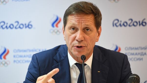 Президент Олимпийского комитета России Александр Жуков во время пресс-конференции в Рио-де-Жанейро Президент Олимпийского комитета России Александр Жуков во время пресс-конференции в Рио-де-Жанейро
