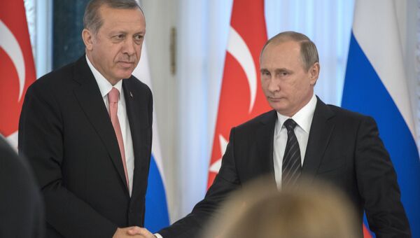 Президент России Владимир Путин и президент Турции Реджеп Тайип Эрдоган. Архивное фото Президент России Владимир Путин и президент Турции Реджеп Тайип Эрдоган. Архивное фото