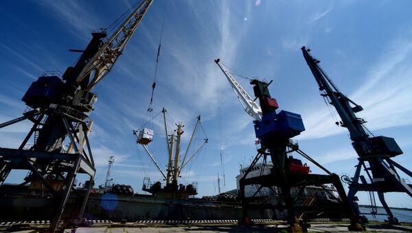 Работа грузового терминала ООО Морской порт в бухте Троицы в Приморском крае. Архивное фото Работа грузового терминала ООО Морской порт в бухте Троицы в Приморском крае. Архивное фото