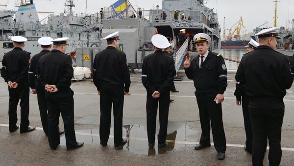 Украинские военные моряки. Архивное фото Украинские военные моряки. Архивное фото