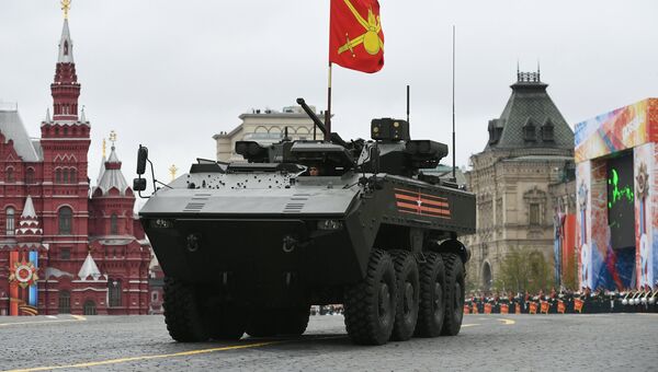 БМП на базе платформы ВПК-7829 Бумеранг на военном параде на Красной площади, посвященном 72-й годовщине Победы в Великой Отечественной войне 1941-1945 годов БМП на базе платформы ВПК-7829 Бумеранг на военном параде на Красной площади, посвященном 72-й годовщине Победы в Великой Отечественной войне 1941-1945 годов