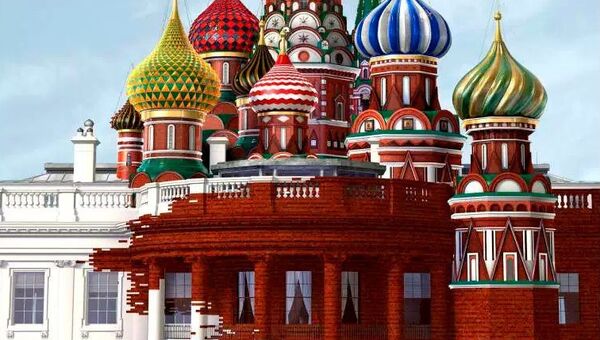 Обложка журнала Time c изображением Белого дома, сливающегося с храмом Василия Блаженного. Архивное фото Обложка журнала Time c изображением Белого дома, сливающегося с храмом Василия Блаженного. Архивное фото