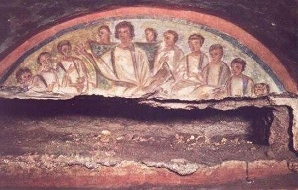 Христианские фрески в катакомбах Домитиллы Христианские фрески в катакомбах Домитиллы