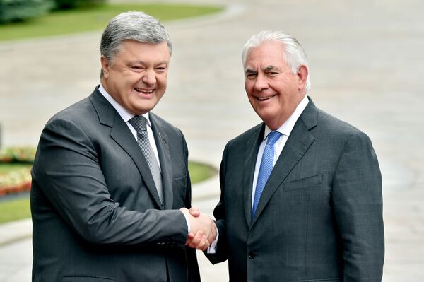 Президент украины Пётр Порошенко и госсекретарь США Рекс Тиллерсон во время встречи в Киеве. 9 июля 2017 Президент украины Пётр Порошенко и госсекретарь США Рекс Тиллерсон во время встречи в Киеве. 9 июля 2017