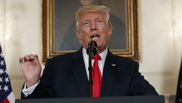 Президент США Дональд Трамп говорит о националистическом митинге в Шарлоттсвилле. Архивное фото Президент США Дональд Трамп говорит о националистическом митинге в Шарлоттсвилле. Архивное фото