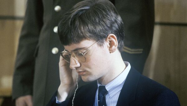 Немецкий пилот Матиас Руст в суде. 2 сентября 1987 Немецкий пилот Матиас Руст в суде. 2 сентября 1987