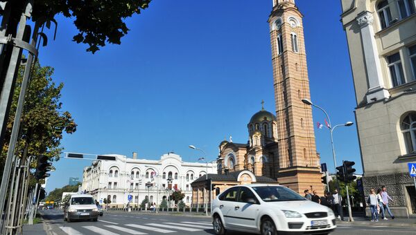Вид на центр города Баня-Лука, Босния и Герцеговина. Архивное фото Вид на центр города Баня-Лука, Босния и Герцеговина. Архивное фото