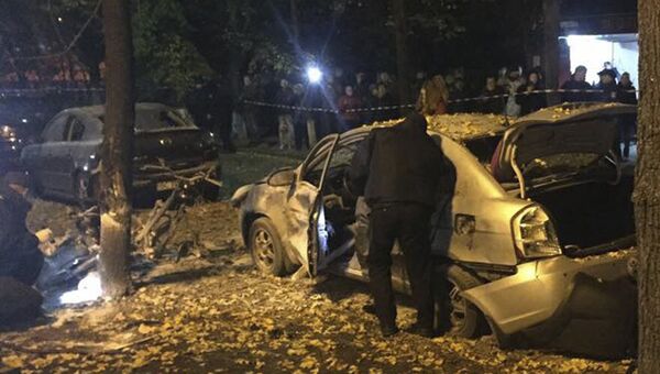 На месте покушения на депутата Верховной рады Игоря Мосийчука в Киеве, Украина На месте покушения на депутата Верховной рады Игоря Мосийчука в Киеве, Украина