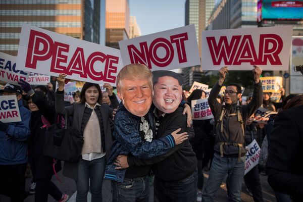 Акция протеста в Южной Корее в преддверии визита президента США Дональда Трампа. 5 ноября 2017 Акция протеста в Южной Корее в преддверии визита президента США Дональда Трампа. 5 ноября 2017
