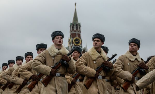 Генеральная репетиция марша, посвященного 76-й годовщине парада 1941 года Генеральная репетиция марша, посвященного 76-й годовщине парада 1941 года