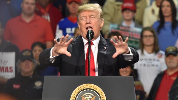 Президент США Дональд Трамп во время выступления в Пенсаколе, Флорида. 8 декабря 2017 Президент США Дональд Трамп во время выступления в Пенсаколе, Флорида. 8 декабря 2017