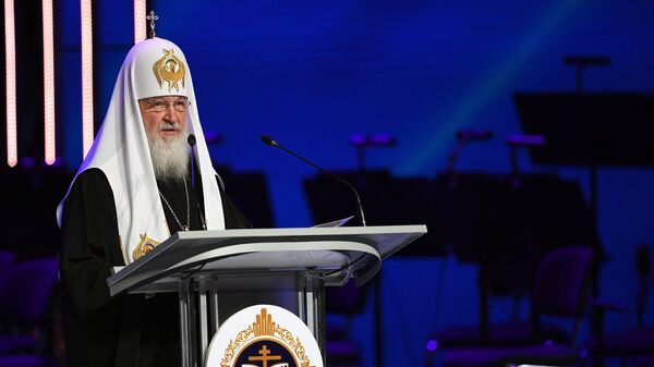 Патриарх Московский и всея Руси Кирилл выступает на открытии Международных Рождественских чтений. Архивное фото Патриарх Московский и всея Руси Кирилл выступает на открытии Международных Рождественских чтений. Архивное фото