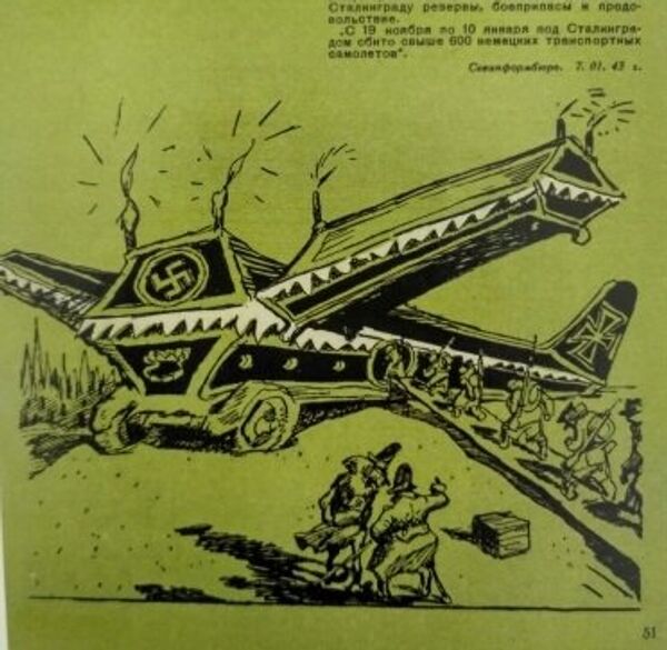 Транспортный самолет армии Паулюса. Гальб В. Блиц-крик и фриц-вой. Л., М.: Искусство. 1944 г. Транспортный самолет армии Паулюса. Гальб В. Блиц-крик и фриц-вой. Л., М.: Искусство. 1944 г.