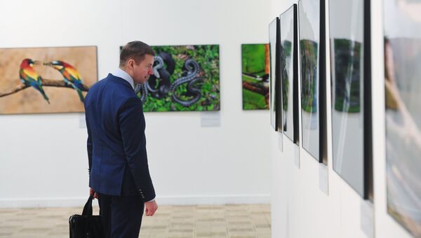 Посетитель V общероссийского фестиваля природы Первозданная Россия в Центральном доме художника в Москве Посетитель V общероссийского фестиваля природы Первозданная Россия в Центральном доме художника в Москве