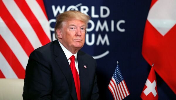Президент США Дональд Трамп во время экономического форума в Давосе Президент США Дональд Трамп во время экономического форума в Давосе