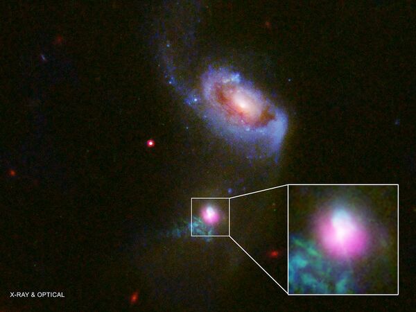 Сверхмассивная черная дыра в центре галактики SDSS J1354 + 1327 дважды выплюнула падающий на нее газ Сверхмассивная черная дыра в центре галактики SDSS J1354 + 1327 дважды выплюнула падающий на нее газ