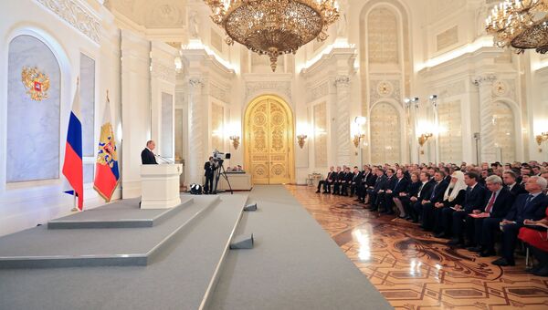 Ежегодное послание президента РФ Владимира Путина Федеральному Собранию. Архивное фото Ежегодное послание президента РФ Владимира Путина Федеральному Собранию. Архивное фото