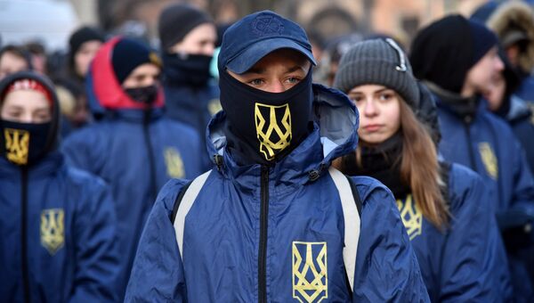Активисты праворадикальных организаций на Украине. Архивное фото Активисты праворадикальных организаций на Украине. Архивное фото