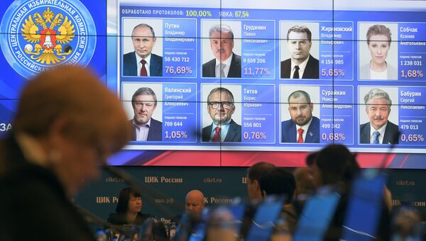Оглашение итогов голосования на выборах президента РФ в ЦИК. Архивное фото Оглашение итогов голосования на выборах президента РФ в ЦИК. Архивное фото