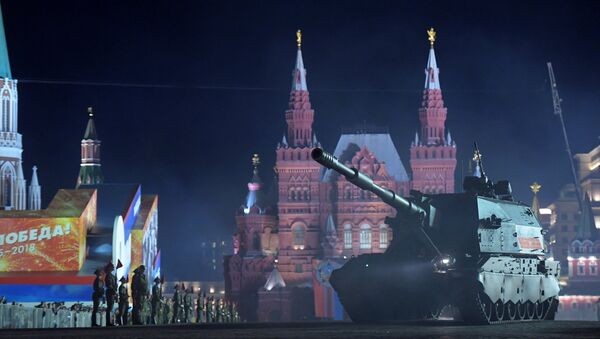 Самоходная артиллерийская установка Коалиция-СВ на репетиции военного парада на Красной площади, посвященного 73-й годовщине Победы в Великой Отечественной войне Самоходная артиллерийская установка Коалиция-СВ на репетиции военного парада на Красной площади, посвященного 73-й годовщине Победы в Великой Отечественной войне