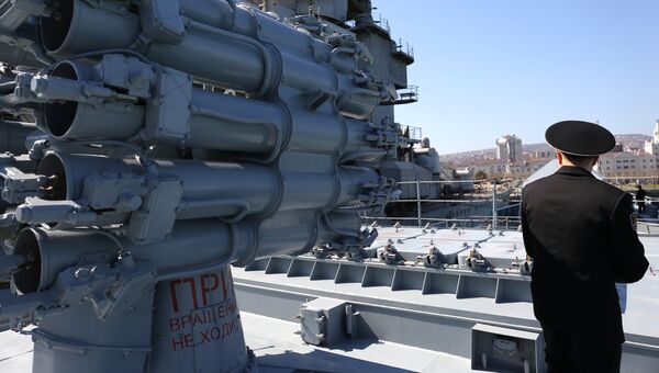 Установка Калибр на фрегате ВМС России. Архивное фото Установка Калибр на фрегате ВМС России. Архивное фото