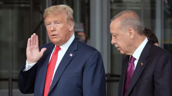 Дональд Трамп и президент Турции Реджеп Тайип Эрдоган на саммите стран — участниц НАТО в Брюсселе. 11 июля 2018